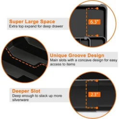 Attop Expandable Kitchen Drawer Organizer, Utensil Drawer Adjustable Plastic Flatware And Cutlery Holder Black -Target KitchenAid GUEST 95f89f84 5fb9 4f19 85a1 7a1a2f547e03