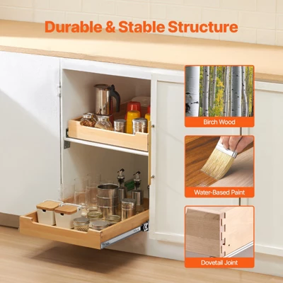 VEVOR Pull Out Cabinet Organizer, 17"W X 21"D Cabinet Drawer, Soft Close Slide Out Shelf, Heavy-Duty Sliding Wood Drawer 4 VEVOR Pull Out Cabinet Organizer, 17"W X 21"D Cabinet Drawer, Soft Close Slide Out Shelf, Heavy-Duty Sliding Wood Drawer - Image 2