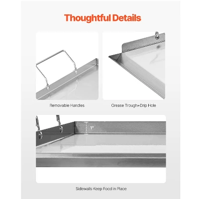 VEVOR Stainless Steel Griddle, 23x16 Inch Universal Flat Top Rectangular Plate, Gas Grill Griddle For BBQ Grill, Teppanyaki, Silver 5 VEVOR Stainless Steel Griddle, 23x16 Inch Universal Flat Top Rectangular Plate, Gas Grill Griddle For BBQ Grill, Teppanyaki, Silver - Image 3