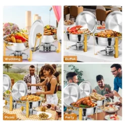 ROVSUN 5 Qt 2 Pack Gold Round Chafing Dishes For Buffet With Lid Holder, Buffet Warmer Set For Party -Target KitchenAid GUEST 9674a960 24bc 46c4 80e9 5c8e1d982097
