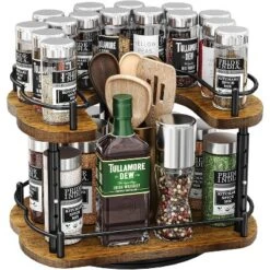 BRINJOY Lazy Susan Organizer Spice Rack - Spice Organization For Cabinet Height Adjustable Rotating Lazy Turntable, Pantry Kitchen Wood (12 Inch) -Target KitchenAid GUEST 96864ced 2930 4359 b847 61bce524e1fb