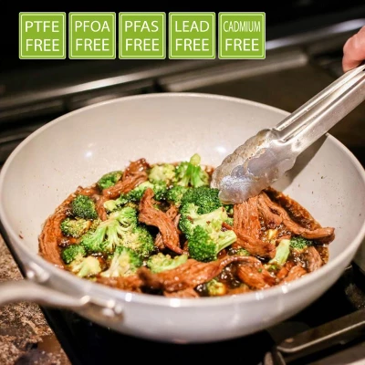 TECHEF CeraTerra - 12" Ceramic Nonstick Flat Bottom Wok/Stir-Fry Pan 4 TECHEF CeraTerra - 12" Ceramic Nonstick Flat Bottom Wok/Stir-Fry Pan - Image 2