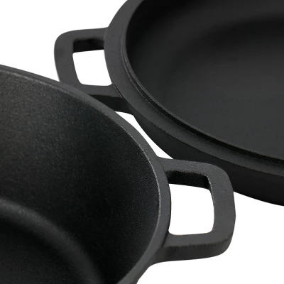 MegaChef 10.5 Inch 2-in-1 Pre-Seasoned Cast Iron Skillet And Fry Pan Set 6 MegaChef 10.5 Inch 2-in-1 Pre-Seasoned Cast Iron Skillet And Fry Pan Set - Image 4