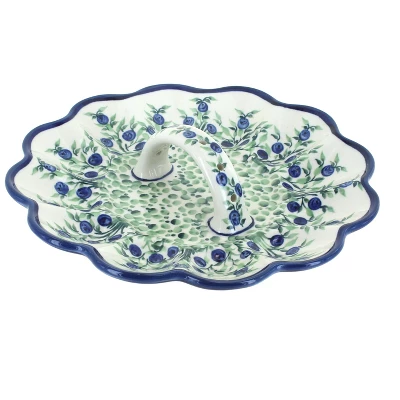 Blue Rose Polish Pottery 1559 Zaklady Egg Plate 6 Blue Rose Polish Pottery 1559 Zaklady Egg Plate - Image 4