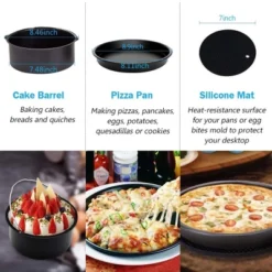 Itopfox 9 Inch Air Fryer Accessories Set With Cupcake Pan, Pizza Pan, Silicone Baking Cup, Recipe Cookbook For 5.3Qt - 6.8Qt Air Fryers