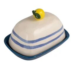 Storied Home Hand-Painted Stoneware Butter Dish With Lemon Shaped Handle And Stripes, Multicolor -Target KitchenAid GUEST 976d990c 27d7 4ab2 9ef3 0d4595a79c25