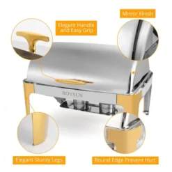 ROVSUN Roll Top Gold Chafing Dish Buffet Set, 9 Quart Rectangular Stainless Steel Chafer For Party Wedding -Target KitchenAid GUEST 978f8c45 f6a9 4424 90fa 085defbedd8e