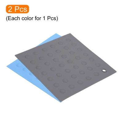 Unique Bargains Silicone Heat Resistant Non-slip Flexible Trivet Mat Light Blue, Deep Gray 2 Pcs 4 Unique Bargains Silicone Heat Resistant Non-slip Flexible Trivet Mat Light Blue, Deep Gray 2 Pcs - Image 2