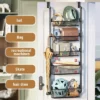 Over The Door Organizer, Pantry Organizer Rack, Metal Over Door Hanging Organizer With Adjustable Baskets For Home Kitchen 4/6 Layers Black