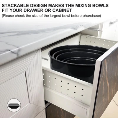 Itopfox 5-Piece Plastic Mixing Bowls With Lids Set, Nesting Bowls For Mixing, Baking, Prepping, Cooking And Serving Food, Dishwasher & Microwave Safe 8 Itopfox 5-Piece Plastic Mixing Bowls With Lids Set, Nesting Bowls For Mixing, Baking, Prepping, Cooking And Serving Food, Dishwasher & Microwave Safe - Image 6