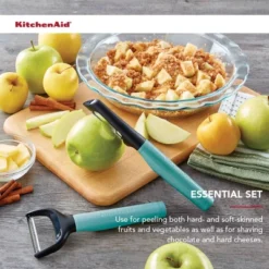 KitchenAid 2pk Peelers: Serrated Blade, Protective Cover, Dishwasher-Safe, Green, Plastic & Metal, Vegetable & Potato Peeler