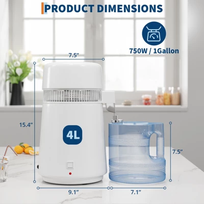 Distilled Water Machine 1 Gallon 4L Home Desktop Water Distiller Purifier Water Purification Filter Electric Water Distiller Countertop 4 Distilled Water Machine 1 Gallon 4L Home Desktop Water Distiller Purifier Water Purification Filter Electric Water Distiller Countertop - Image 2