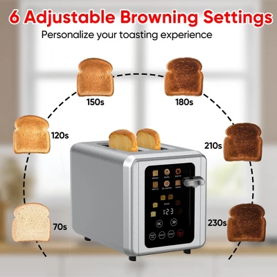 WHALL ULTRA 2 Slice Toaster, Touchscreen Toaster 2 Slice, Bagel Toaster, Extra Wide Slot Toaster 3 WHALL ULTRA 2 Slice Toaster, Touchscreen Toaster 2 Slice, Bagel Toaster, Extra Wide Slot Toaster