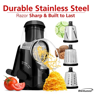 Brentwood Rotary Grater With Handle And Stainless Steel Drum Blades, Black 8 Brentwood Rotary Grater With Handle And Stainless Steel Drum Blades, Black - Image 6