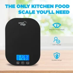 Smart Weigh Digital Food Scale - 11-pound Capacity - Black