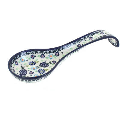 Blue Rose Polish Pottery 1178 Zaklady Large Spoon Rest 8 Blue Rose Polish Pottery 1178 Zaklady Large Spoon Rest - Image 6