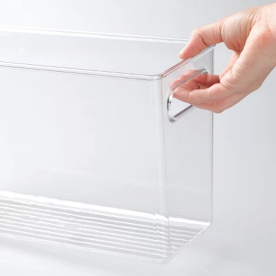 IDESIGN Linus Plastic Deep Kitchen Storage Bin With Handle Clear: Cabinet Organizer, 12" X 5" X 8", Spot Clean 5 IDESIGN Linus Plastic Deep Kitchen Storage Bin With Handle Clear: Cabinet Organizer, 12" X 5" X 8", Spot Clean - Image 3
