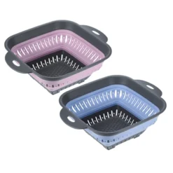 Unique Bargains Fruit Vegetable Washing Square Collapsible Silicone Colander With Handle 2 Pcs -Target KitchenAid GUEST 99a3d150 8ecc 4848 99de 2b508caa6c4e