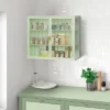 GlasFlength Kitchen Storage Kitchen Pantry Wall Cabinet Cupboard Food Pantry Cabinet With Glass Doors For Kitchen, Green, 27.56"*9.06"*23.62"
