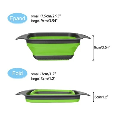 Unique Bargains Collapsible Colander Set Square Foldable Food Strainer With Handle Space Saving Design 5 Unique Bargains Collapsible Colander Set Square Foldable Food Strainer With Handle Space Saving Design - Image 3