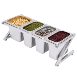YIYIBYUS Expandable Stainless Steel Spice Rack With 3 1/9 Pans 1 1/6 Pan 4 Ladles