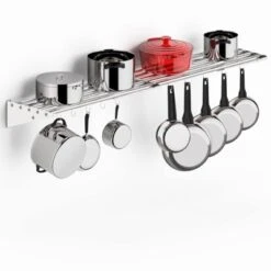 Floating Shelves For Wall, NSF Commercial Wall Shelf, 12" X 60" Shelf Pot Rack With Backsplash & 10 Hooks, Stainless Steel Floating Shelves, For Pans -Target KitchenAid GUEST 9b99b416 4d5e 455e 967e 6c11c57f1d58