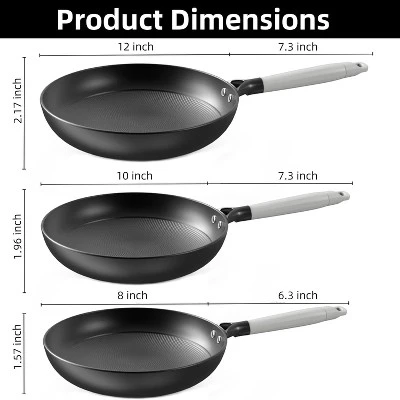 Frying Pan Set-3 Piece,8, 10, 12 Inch Pans Set Nonstick With Removable Handle, Honeycomb Cooking Surface Cast Iron Pan Dishwasher Safe 3 Frying Pan Set-3 Piece,8, 10, 12 Inch Pans Set Nonstick With Removable Handle, Honeycomb Cooking Surface Cast Iron Pan Dishwasher Safe