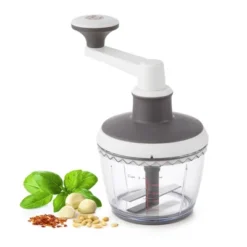 PL8 High Speed Mini Chopper: Manual Vegetable & Veggie Chopper, Dishwasher-Safe, Clear/Gray/White, 1 Blade