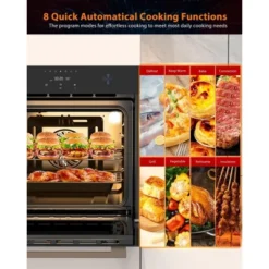 Single Wall Oven 24", Built-in Electric Ovens, 3000W, 240V, 2.5Cu.ft Convection Built-in Oven, Stainless Steel, Touch Screen