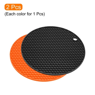 Unique Bargains Heat Resistant Non-slip Flexible Durable Trivet Mat Orange, Black 2 Pcs 7.08" X 7.08" X 0.24" 4 Unique Bargains Heat Resistant Non-slip Flexible Durable Trivet Mat Orange, Black 2 Pcs 7.08" X 7.08" X 0.24" - Image 2