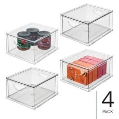 IDesign Stackable Storage Drawer For Pantry, Set Of 4, Clear, Made In USA