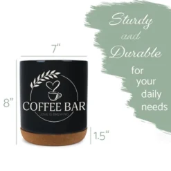 Elanze Designs Coffee Bar Love Is Brewing Barista Latte Ceramic Cork Bottom Black Large Capacity Utensil Holder Crock For Countertop Storage, Stylish
