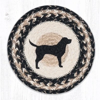 Earth Rugs Black Lab Round Trivet – 10"x10" Dog Silhouette Braided Hot Pad In Rustic Natural Fiber Design 3 Earth Rugs Black Lab Round Trivet – 10"x10" Dog Silhouette Braided Hot Pad In Rustic Natural Fiber Design