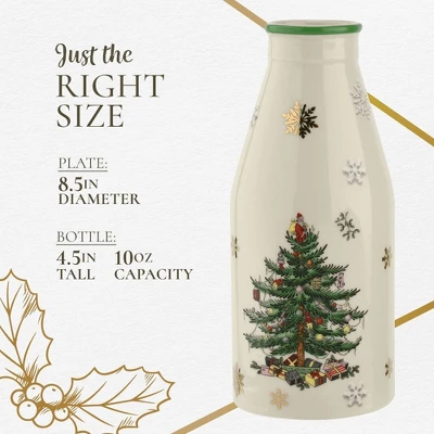 Spode Christmas Tree Plate And Bottle Set (2-Piece) - 8.5" Porcelain "Cookies For Santa" Plate & 10 Oz, Dishwasher Safe Festive Seasonal Gift Set 8 Spode Christmas Tree Plate And Bottle Set (2-Piece) - 8.5" Porcelain "Cookies For Santa" Plate & 10 Oz, Dishwasher Safe Festive Seasonal Gift Set - Image 6