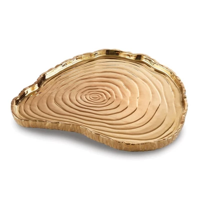 Jiallo Botanic Collection Titanium Porcelain Tree Bark Tray 13 X 12" Gold 4 Jiallo Botanic Collection Titanium Porcelain Tree Bark Tray 13 X 12" Gold - Image 2