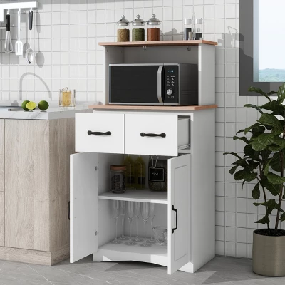 GlasFlength Kitchen Storage Farmhouse Kitchen Pantry Cabinet Freestanding Cupboard Accent Storage Cabinet For Kitchen, White, 23.62"*15.75"*49.41" 5 GlasFlength Kitchen Storage Farmhouse Kitchen Pantry Cabinet Freestanding Cupboard Accent Storage Cabinet For Kitchen, White, 23.62"*15.75"*49.41" - Image 3