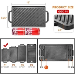 Attop Cast Iron Reversible Grill Griddle，Double Sided Grill Pan Perfect For Gas Grills And Stove Tops -Target KitchenAid GUEST 9e664235 c92f 4e78 a111 4c6e07d2b62b