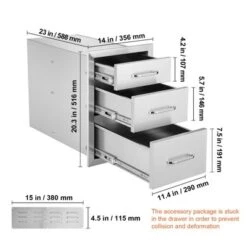 VEVOR Outdoor Kitchen Drawers 14" W X 20.3" H X 23" D, Flush Mount Triple Access BBQ Drawers Stainless Steel With Handle, Silver -Target KitchenAid GUEST 9f0afd57 8a1e 416f 80b9 a63e7ec63fd5