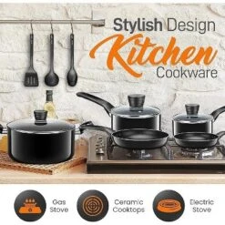 SereneLife 11 Piece Kitchenware Pots & Pans Set – Basic Kitchen Cookware, Black Non-Stick Coating Inside, Heat Resistant Lacquer (Black) 14 SereneLife 11 Piece Kitchenware Pots & Pans Set – Basic Kitchen Cookware, Black Non-Stick Coating Inside, Heat Resistant Lacquer (Black) -Target KitchenAid GUEST 9f172b7b 8c1e 473e b647 4e97eb19fd15