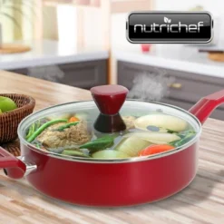 NutriChef Saucepan Pot With Lid - Non-stick High-Qualified Kitchen Cookware With See-Through Tempered Glass Lids, 3 QT -Target KitchenAid GUEST 9f241b87 f6dd 49f7 9886 df9ddd2e2f25