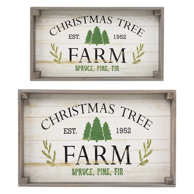Northlight Set Of 2 Gray And White Farm Fresh Christmas Trees Wooden Tray Hanging Signs 21" 13 Northlight Set Of 2 Gray And White Farm Fresh Christmas Trees Wooden Tray Hanging Signs 21" - Image 11