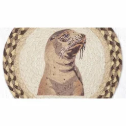 Earth Rugs Marine Life Sea Lion Printed Jute Trivet 10"x10" Rustic Accent