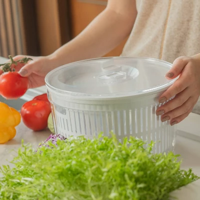 OU Salad Spinner Clear 5.8 Qt - Large Vegetable Washer, Lettuce Dryer With Bowl, Lid & Storage Container, BPA Free, Easy Spin & Drain 9 OU Salad Spinner Clear 5.8 Qt - Large Vegetable Washer, Lettuce Dryer With Bowl, Lid & Storage Container, BPA Free, Easy Spin & Drain - Image 7