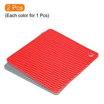 Unique Bargains Silicone Heat Resistant Non-Slip Kitchen Trivet Mats Light Gray, Red 2 Pcs 4 Unique Bargains Silicone Heat Resistant Non-Slip Kitchen Trivet Mats Light Gray, Red 2 Pcs - Image 2