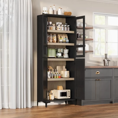 71" Tall Kitchen Pantry Cabinet, 5 Tier Freestanding Food Storage Cabinet With 4 Doors And Adjustable Shelves 4 71" Tall Kitchen Pantry Cabinet, 5 Tier Freestanding Food Storage Cabinet With 4 Doors And Adjustable Shelves - Image 2