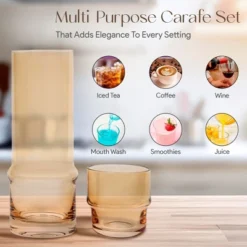 Elle Decor Bedside Water Carafe With Tumbler 33-Ounce Pitcher And Matching Drinking Glass, Stackable Cup As A Lid For Carafe -Target KitchenAid GUEST 9fec8dcb 28cc 494a b364 30b80bd25c46