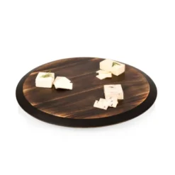 Picnic Time Lazy Susan Fire Acacia Wood Serving Tray: Round Brown Easy-To-Spin Design, 18" Diameter