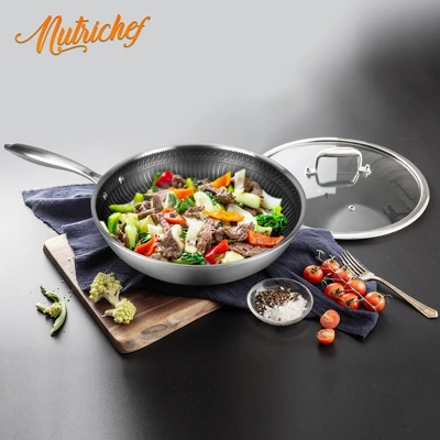 NutriChef 8'' Stainless Steel Stir Fry Pan With Glass Lid - Triply Non-Stick Coating, Scratch-Resistant 9 NutriChef 8'' Stainless Steel Stir Fry Pan With Glass Lid - Triply Non-Stick Coating, Scratch-Resistant - Image 7