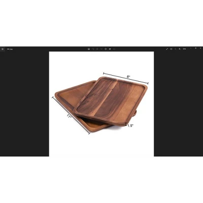 Kalmar Home Acacia Large Rectangular Serving Tray - Solid Bottom 4 Kalmar Home Acacia Large Rectangular Serving Tray - Solid Bottom - Image 2