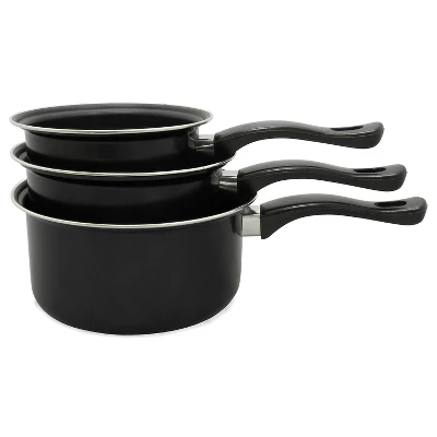 Brentwood 3-Piece Nonstick Carbon Steel Saucepan Set In Black 3 Brentwood 3-Piece Nonstick Carbon Steel Saucepan Set In Black